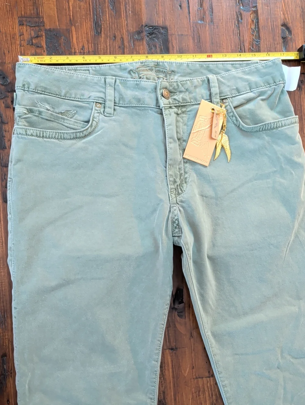 Robin's Jean Marlon Straight Leg Jean Pants Pale Army Green Size 32 New